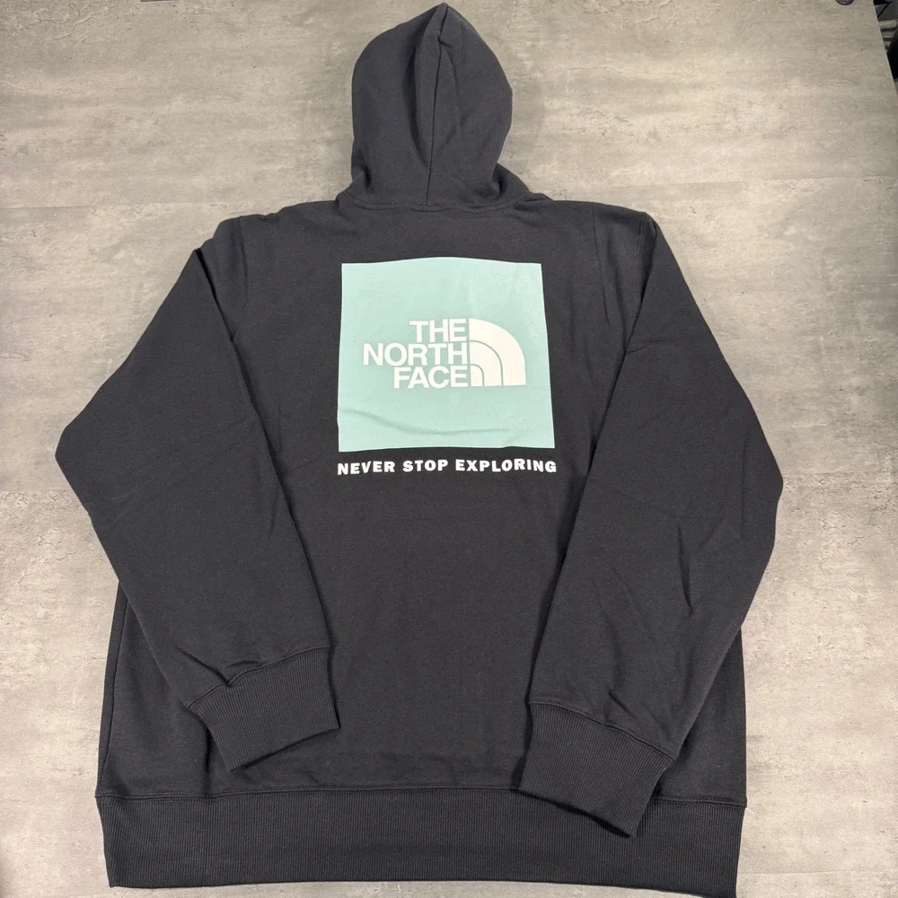 The North Face Hoodie Men XL Box Logo Denali NSE Black Mint Blue Graphic NEW $60